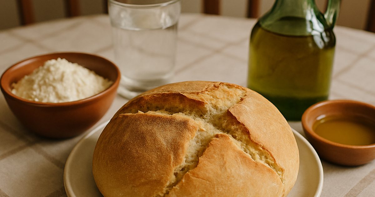 Pão Rápido de Farinha, Azeite e Água